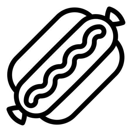 American hot dog icon. Outline american hot dog icon for web design isolated on white backgroundの写真素材