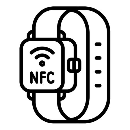 Nfc smartwatch payment icon. Outline nfc smartwatch payment icon for web design isolated on white backgroundの写真素材