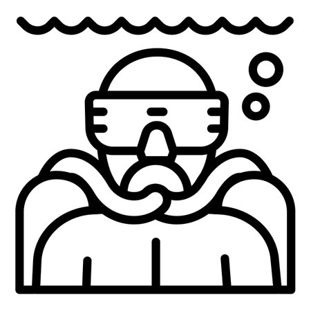 Man make snorkeling icon. Outline man make snorkeling icon for web design isolated on white backgroundの写真素材