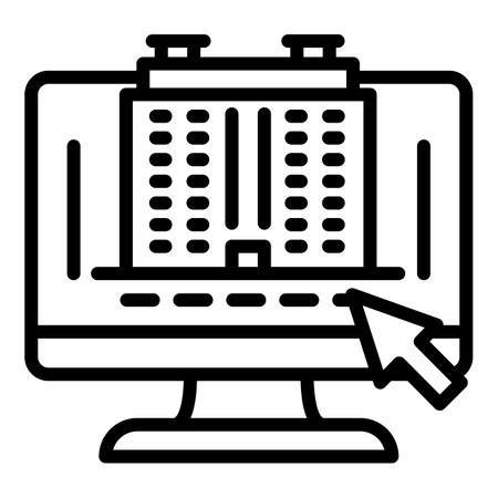 Computer architect plan icon. Outline computer architect plan icon for web design isolated on white backgroundの写真素材