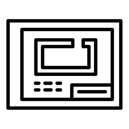 Modern room plan icon. Outline modern room plan icon for web design isolated on white backgroundの写真素材