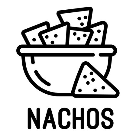 Nachos icon. Outline nachos icon for web design isolated on white backgroundの写真素材