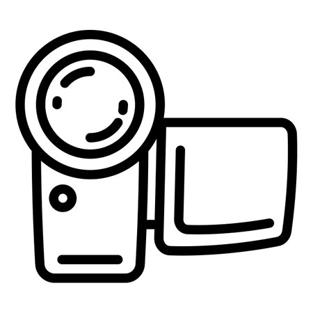 Video camera icon. Outline Video camera icon for web design isolated on white backgroundの写真素材