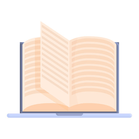 Online reading book icon cartoon . Computer test. Form quizの写真素材
