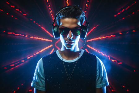 modern dj headphones. music audio. fictional person. Generate AIの素材