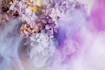 Lilac flower in smoke. nature blossom. Generate AIの素材