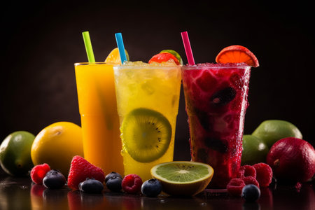 Fruit juice at summer bar. glass cocktail. Generate AIの素材