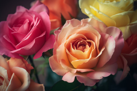 colorful rose flowers. nature garden. Generate AIの素材
