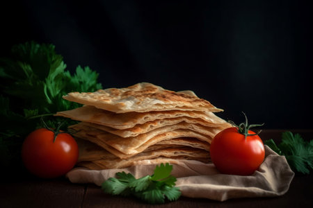 Hot bread lavash. white food. Generate AIの素材