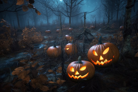 orange pumpkin group. Trick dark. Generate AIの素材