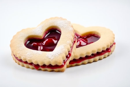 Heart jam cookies. Tasty valentines dessert. Generate AIの素材