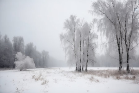 snow tree landscape. Nature snowy. Generate AIの素材