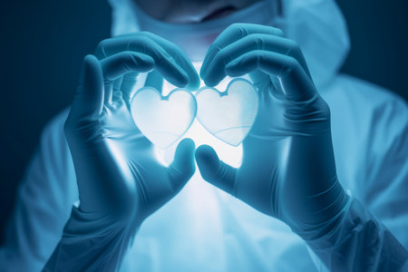 doctor hand hearts. medical patient. Generate AIの素材