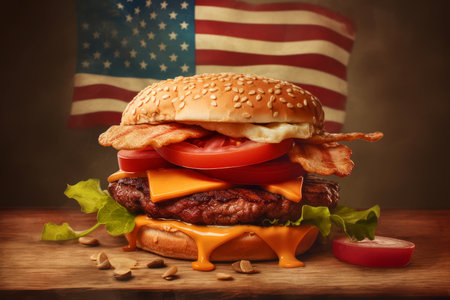 american burger food. beef meal. Generate AIの素材