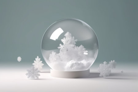 Snowball with snowflakes. Xmas light. Generate AIの素材