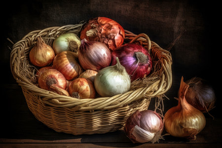 Onion basket. Food organic healthy. Generate AIの素材