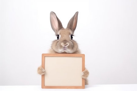Wild rabbit blank sign. Easter animal card. Generate AIの素材