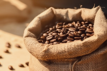Sack coffee bean. fresh food. Generate AIの素材
