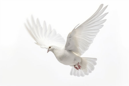 White pigeon isolated. Wing fly. Generate AIの素材
