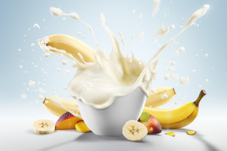 banana yogurt. Diet healthy food. Generate AIの素材