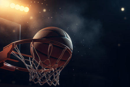 Basketball play banner. Shot action sport. Generate AIの素材