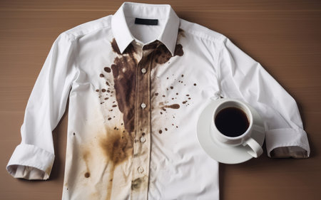 Coffee stained shirt. care drink. Generate AIの素材