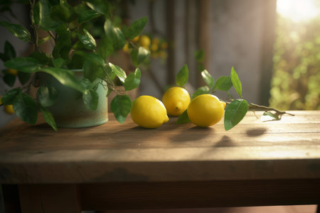 Harvest lemon farm. wooden natural. Generate AIの素材