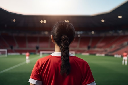 woman soccer player. Ball action. fictional person. Generate AIの素材