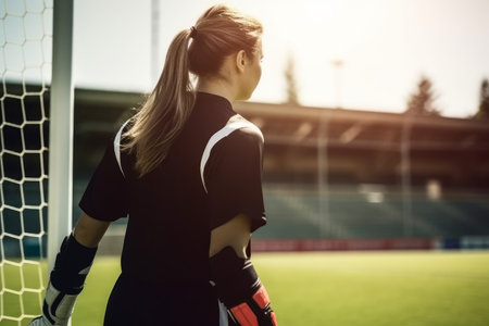 Woman soccer goalkeeper. female action. fictional person. Generate AIの素材