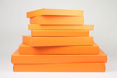 Stack orange pizza boxes. Blank order. Generate AIの素材