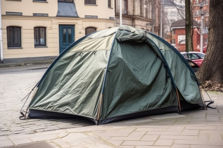 Street homeless tent. human poverty. Generate AIの素材