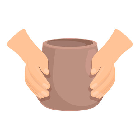 Art studio pot icon cartoon vector. Pottery day. Jug apronのイラスト素材