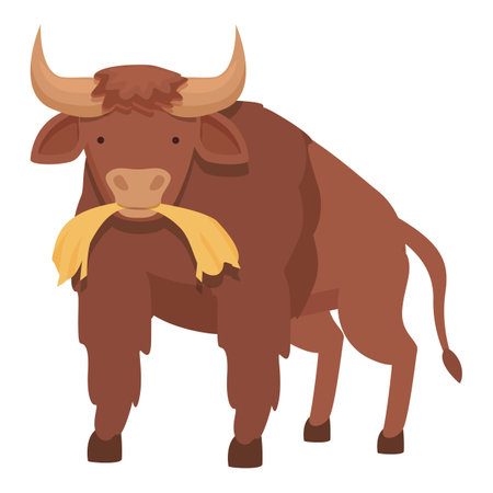 Buffalo eating icon cartoon vector. American animal. Bull headのイラスト素材