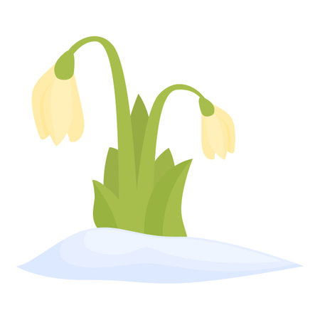 Gold snowdrop icon cartoon vector. Snow flower. Petal freshのイラスト素材