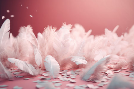 Fluffy pink feathers. fashion light. Generate AIの素材