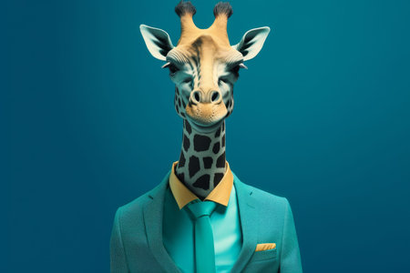 business suit giraffe travel. Africa work. Generate AIの素材
