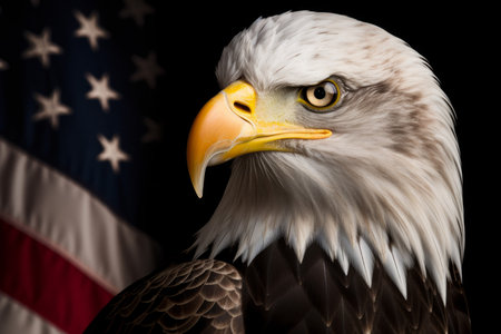 Bald eagle american flag. Freedom USA. Generate AIの素材