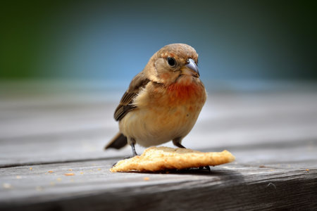 Bird take cracker food. fauna food. Generate AIの素材