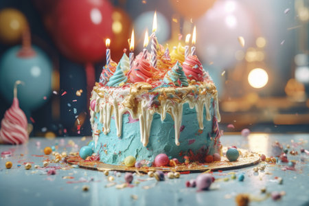 birthday cake. Party happy cake. Generate AIの素材