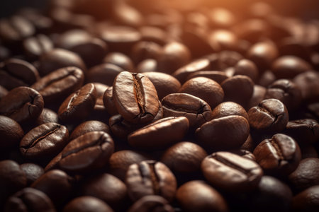 Brown coffee beans. Seed cafe texture. Generate AIの素材