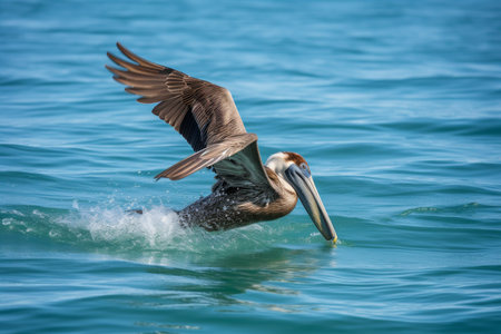 brown pelican diving. nature wild sky. Generate AIの素材