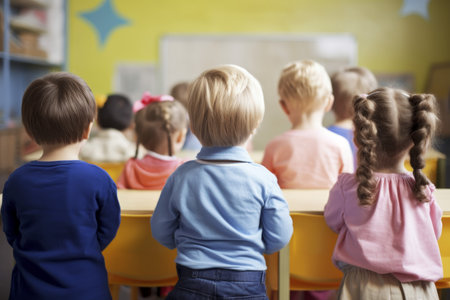 back view children. preschool class lesson. Generate AIの素材