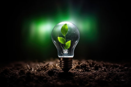 Eco green bulb electric. future energy. Generate AIの素材