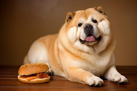 Fatty dog pet cute. Animal food. Generate AIの素材