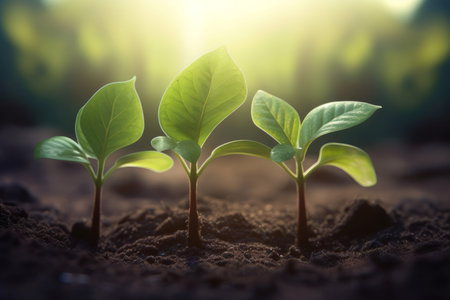 green leaves plant. Growth fresh nature. Generate AIの素材