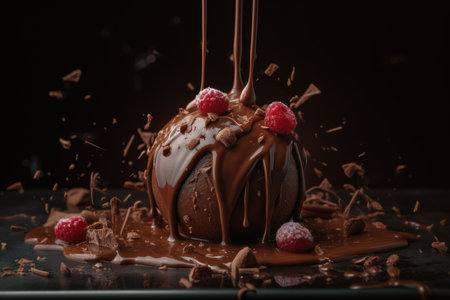 Milk chocolate drink cherry. Cocoa tasty coffee. Generate AIの素材