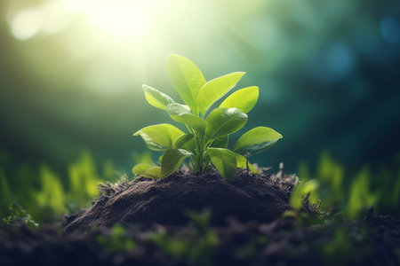 Small leaves green. small plant summer. Generate AIの素材