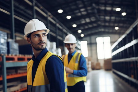 Warehouse worker. industry manager. fictional person. Generate AIの素材