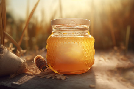 Honey bottle jar. eco product. Generate AIの素材