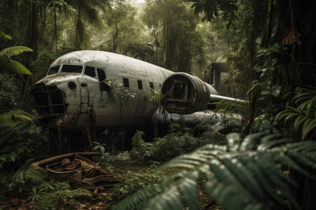 Plane jungle. nature tree adventure. Generate AIの素材